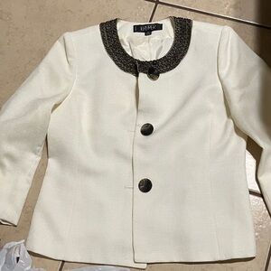 Kasper Women's Ivory Blazer with Dark Trim